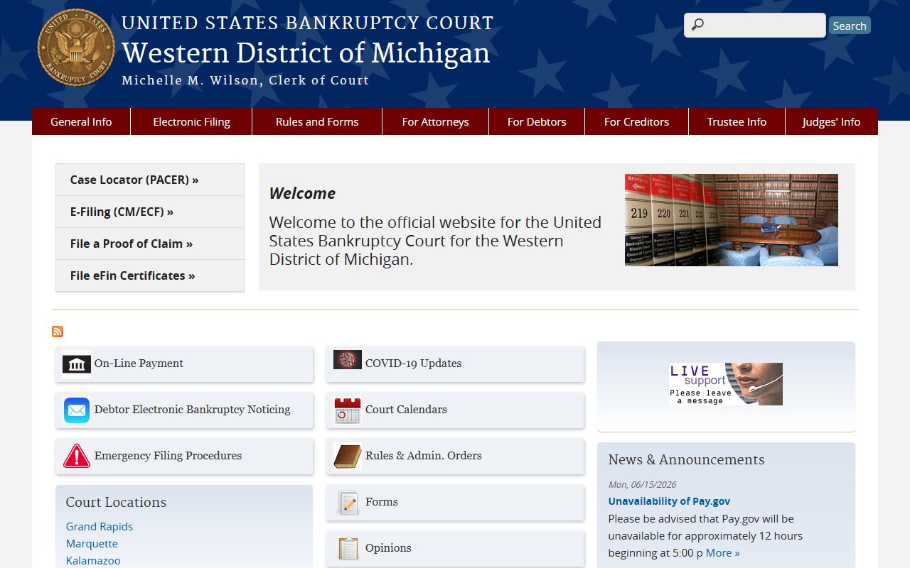 Marquette County Clerk contrast with Western District of Michigan bankruptcy court records