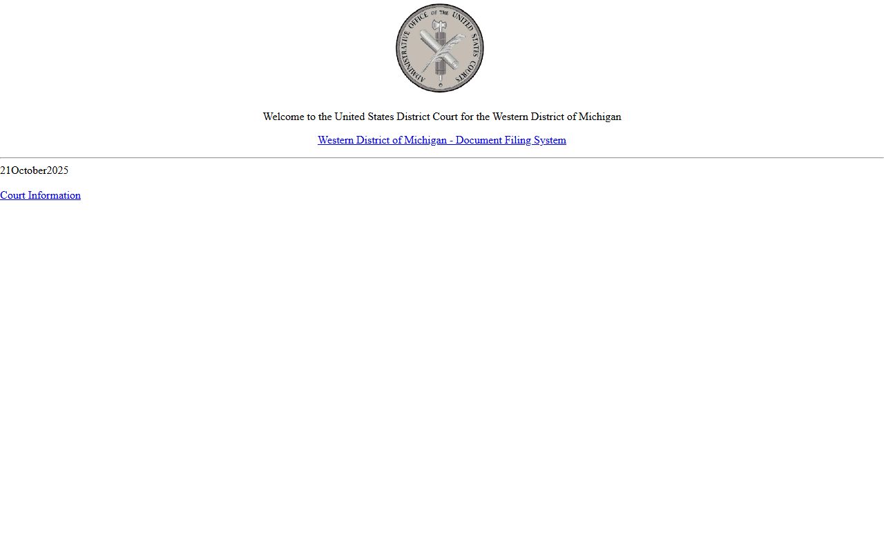 Marquette County court dockets in the Western District of Michigan CM/ECF system