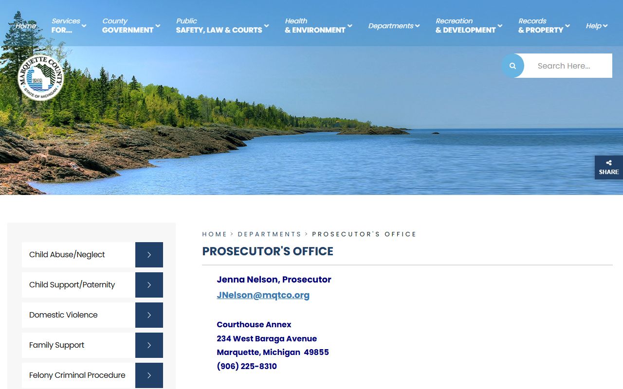 Marquette County criminal court records prosecutor's office charging function