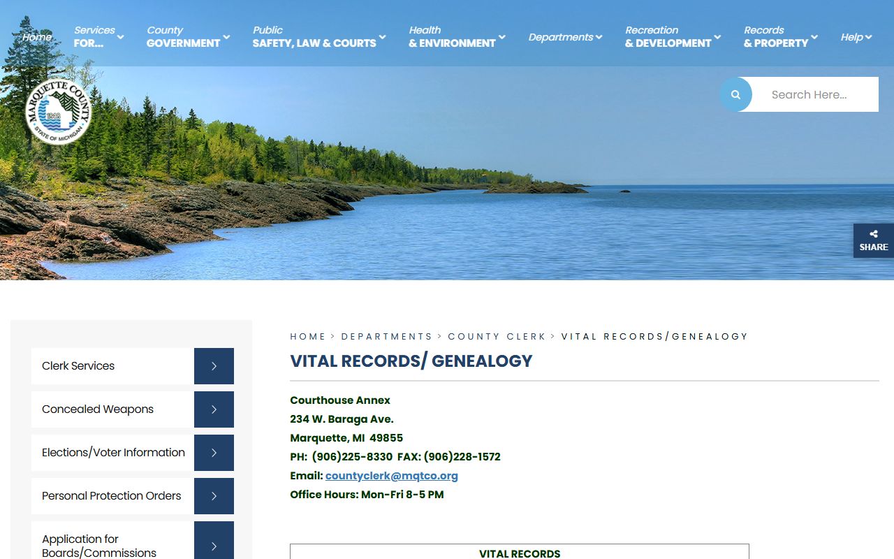 Marquette County marriage/divorce records vital records and genealogy request options