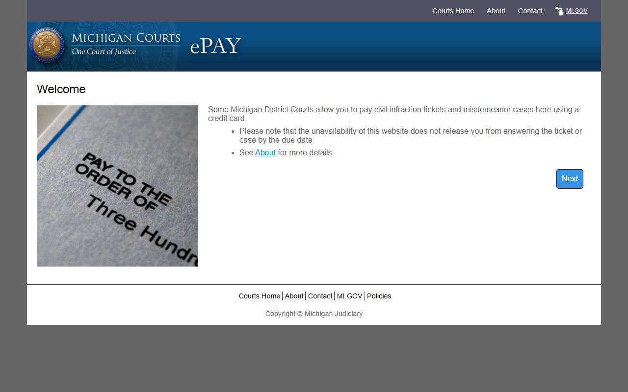Marquette County traffic court records online payment portal for district court tickets