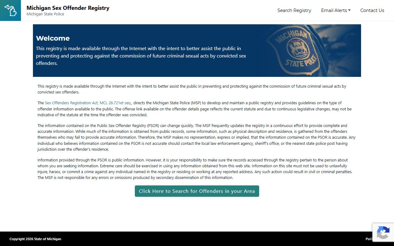 Marquette County traffic court records context next to the Michigan public sex offender registry search