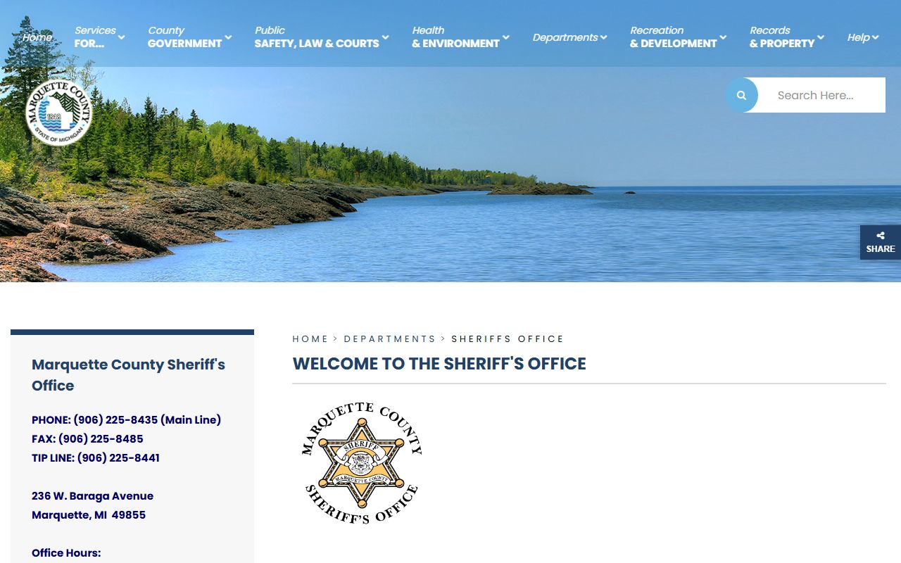 Marquette County warrant records and Sheriff's Office custody information
